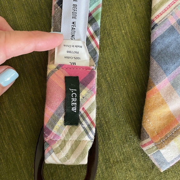 J CREW BELT - COTTON - Madras Plaid - New without Tag - Brown buckle - Size M/L - Picture 3 of 7